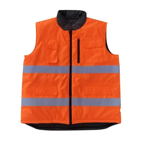 Orange vest with hanging pockets