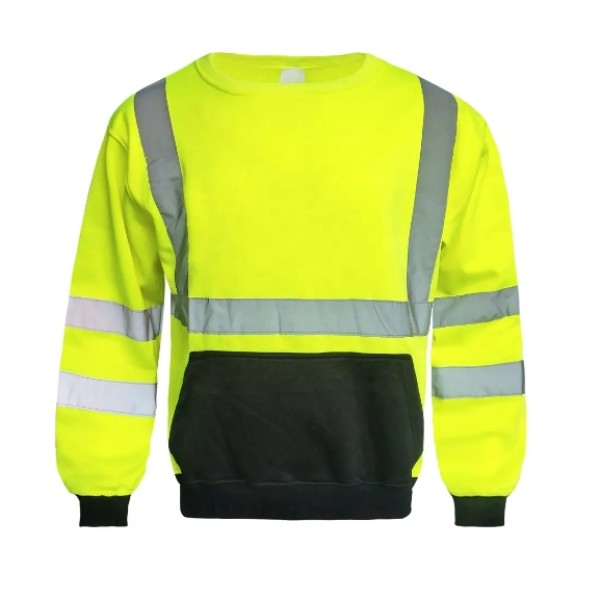 Yellow attention sweatshirt, flexible reflectors