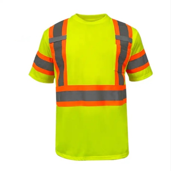 Yellow attention t-shirt, flexible reflectors