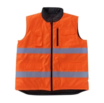 Orange vest with hanging pockets, Orange vest with hanging pockets