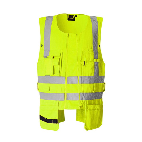 Yellow vest with hanging pockets