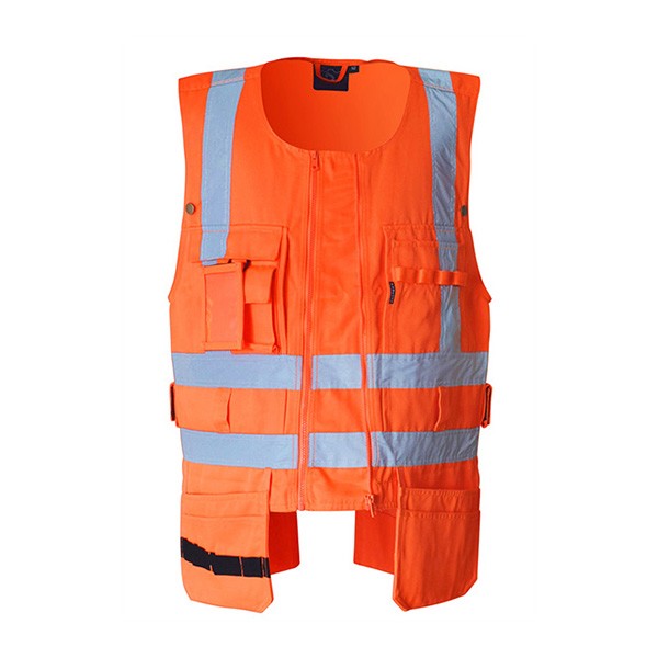 Orange vest with hanging pockets