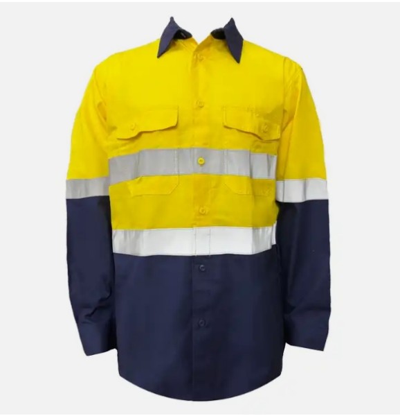 Yellow attention shirt, flexible reflectors