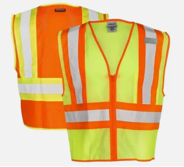 Yellow vest with hanging pockets