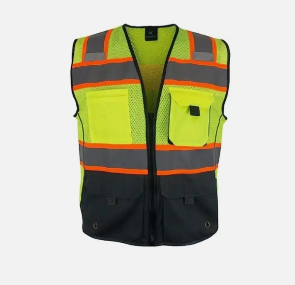 Yellow vest with hanging pockets