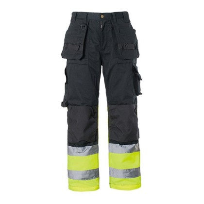 Hanging pocket trousers, black/yellow, EN 20471 Class1, Hanging pocket trousers, black/yellow, EN 20471 Class1