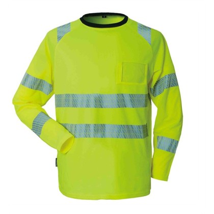 Yellow warning shirt, flexible reflectors