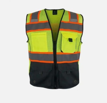 Yellow vest with hanging pockets, Yellow vest with hanging pockets